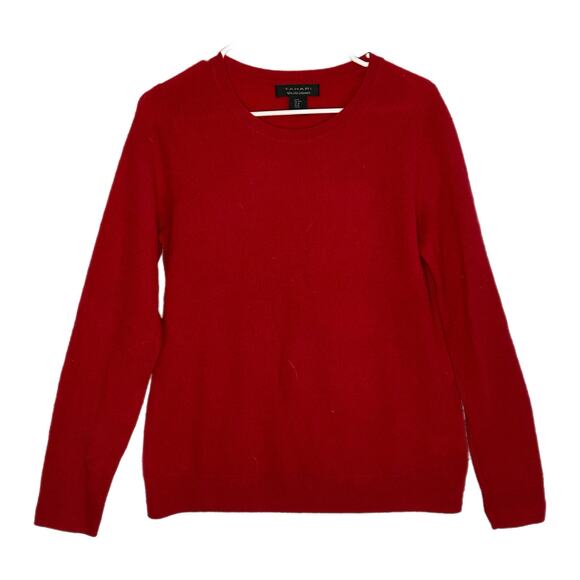 C10 Tahari Red Cashmere Pullover Sweater, Women’s Medium - Picture 2 of 5